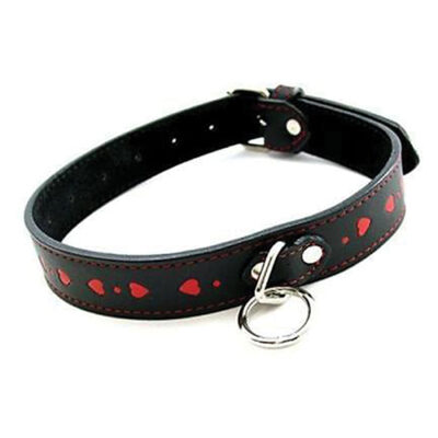 Plesur PVC Collar w/Hearts - Black/Red