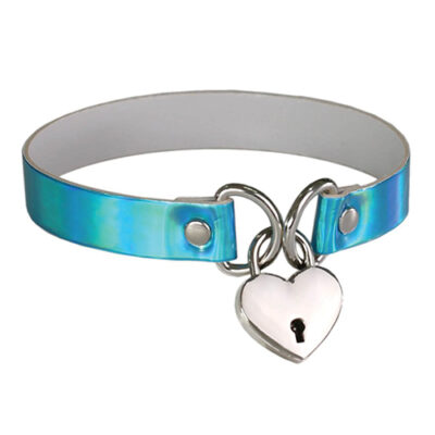 Plesur Heart Lock Collar - Holographic Blue