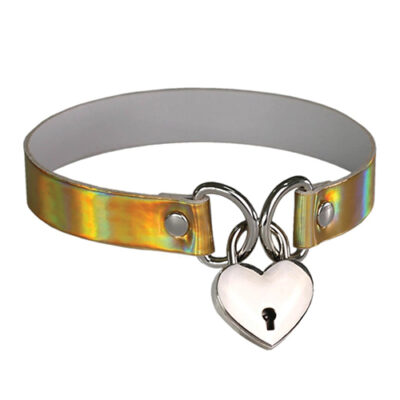 Plesur Heart Lock Collar - Holographic Gold