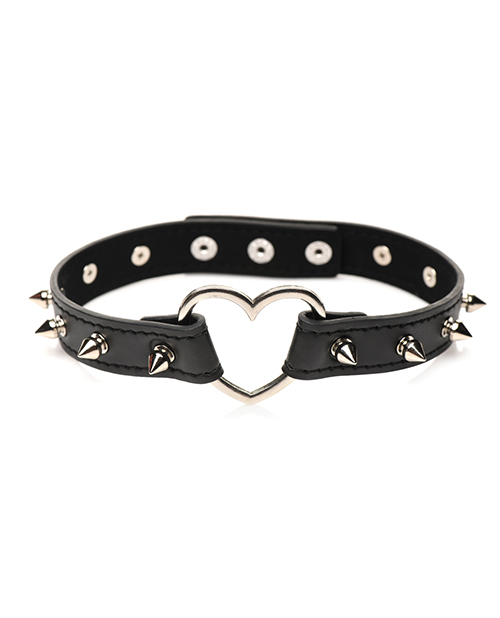 Master Series Spiked Heart Choker - Black 1 XRAH523 BLACKa Master Series Spiked Heart Choker - Black